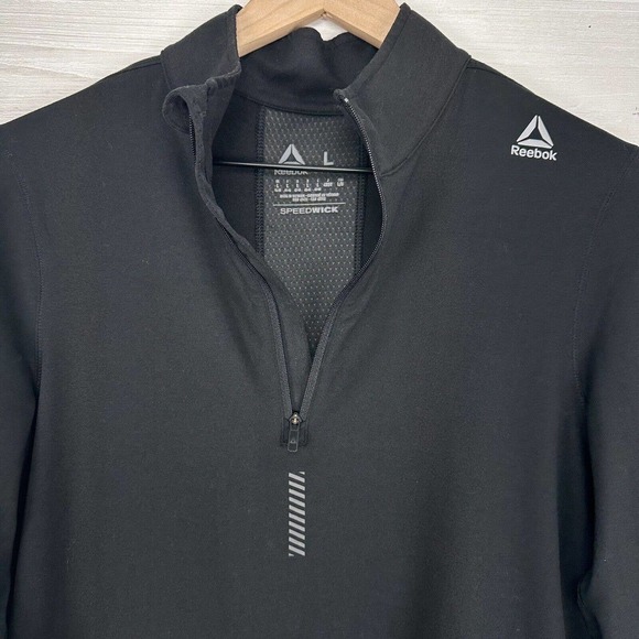 Reebok Womens Running Essentials Quarter Zip Sweatshirt Large Black Speedwick - Picture 6 of 14